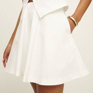 NEW Reformation Chrissa Mini Skirt White Flounce 10